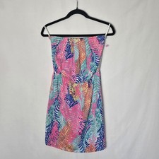 Lilly Pulitzer Windsor Tube Top Dress Coral Leaf Print Size Medium Pull On