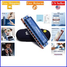 G Key 10-Hole Blue Diatonic Harmonica for Adults  Professionals