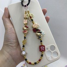 DIY Beaded Phone Charm Wristlet Bracelet String Strap Bag Gift Cute Hello Kitty