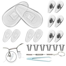 Eyeglass Nose Pads, 6 Pairs Screw-in Glasses Repair Kit with Screwdriver and