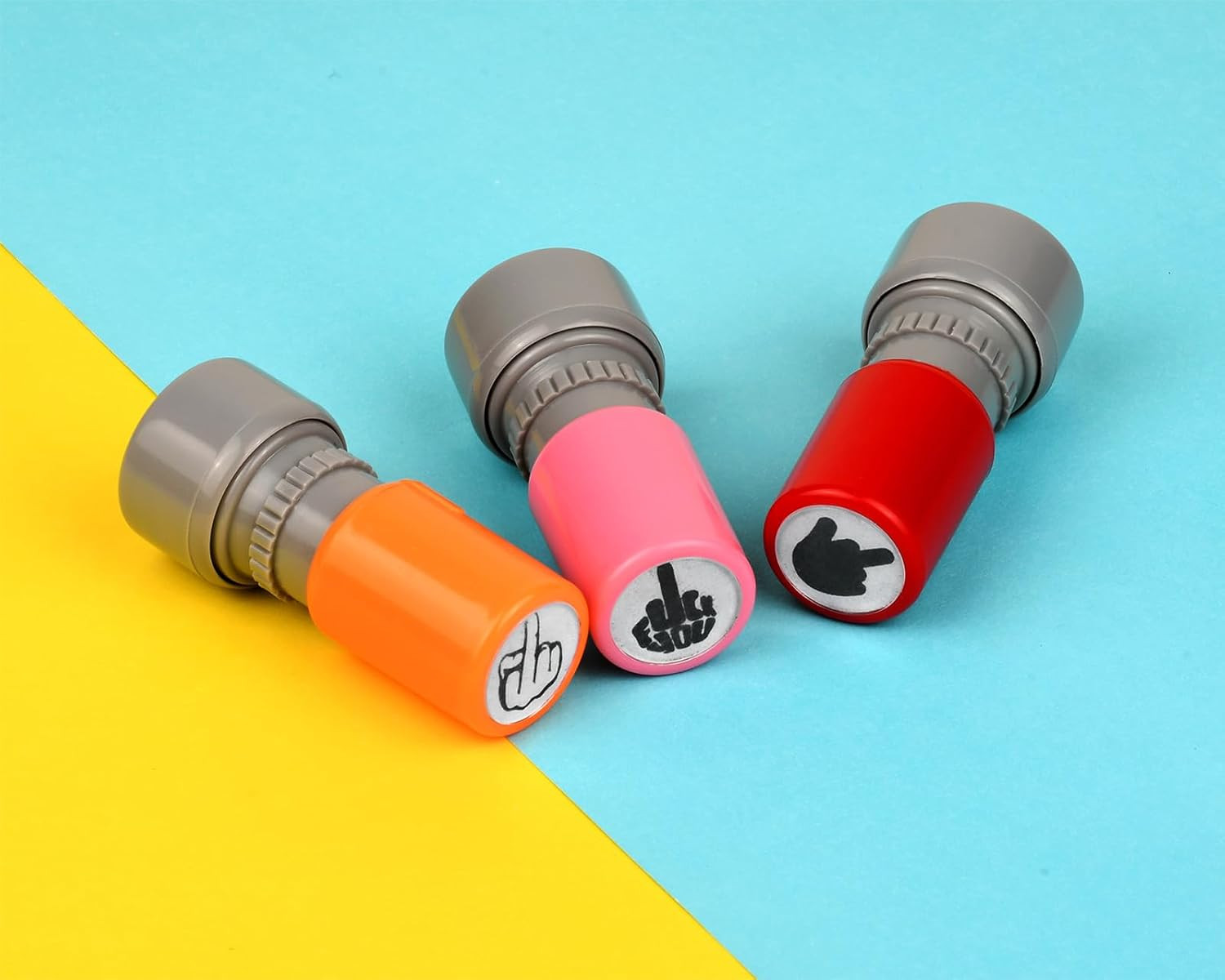 Funny Stamps Set of 3 Styles Middle Finger Self-Inking Stamps Prank Gifts for Me