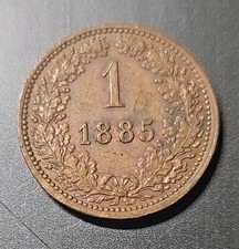Rare 1885 Austria 1 Kreuzer Old Bronze AU Coin Austrich Empire.