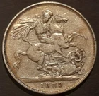 1889 SILVER 28G CROWN GRADED V/F UK GREAT BRITAIN JUB. HEAD QUEEN VICTORIA COIN