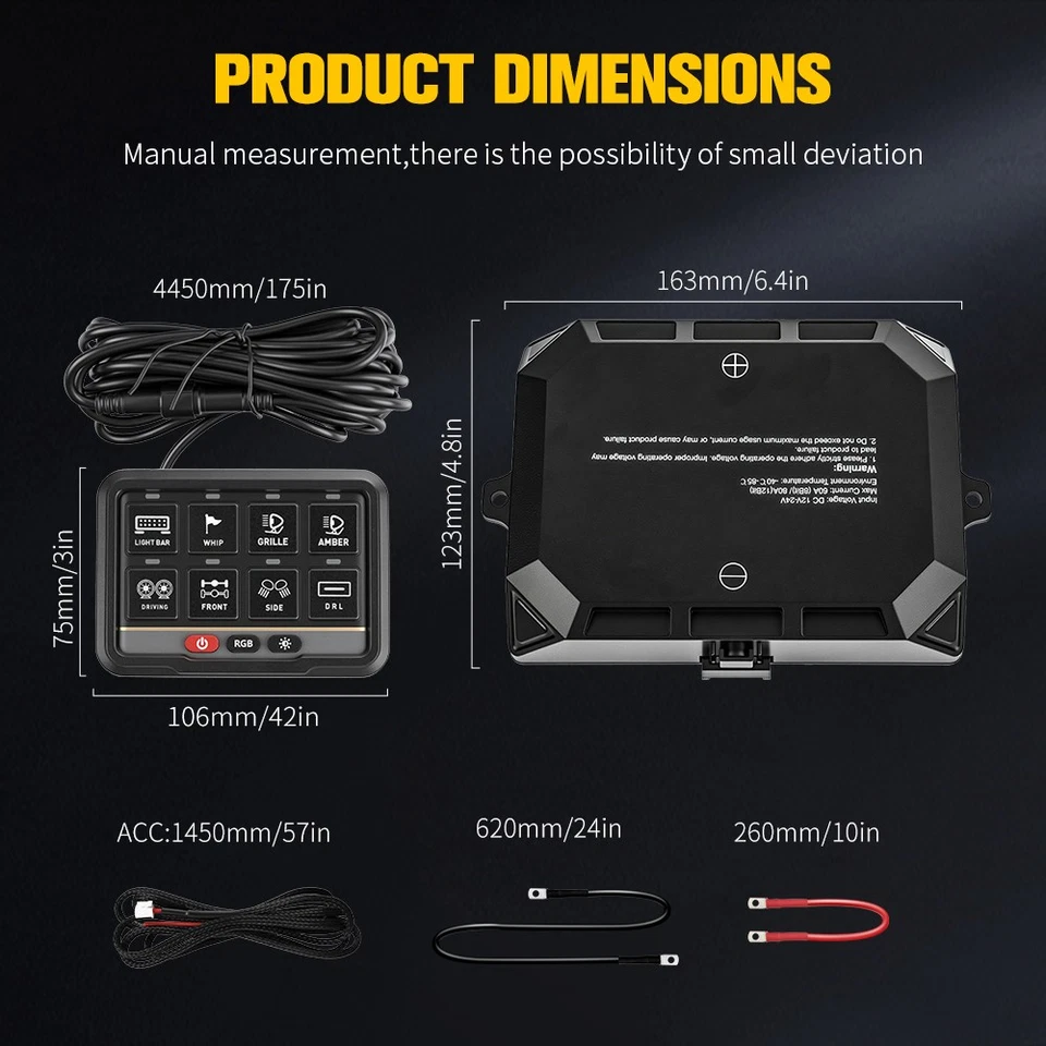 Panel de interruptores RGB 8 velocidades AAP/caja de control remoto para Jeep todoterreno UTV ATV marino Foto 3 de 4