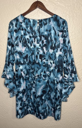 Bar III Etuikleid Minikleid Damen Large Blau Aquarell 3/4 Rüschenärmel Modern - Bild 4 von 12