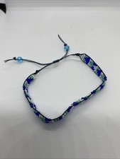 Handmade Blue Loom Beaded Bracelet With Triangle Design