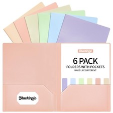 Folders with Pockets, 2 Pocket Plastic Folder with Pockets for School Colored...