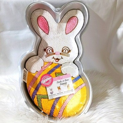 WILTON Peek-a-Boo Bunny 1992 Vintage Cake Pan Easter Rabbit Egg 2105-4395