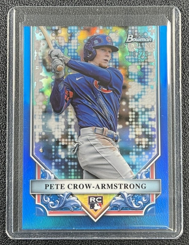 PETE CROW-ARMSTRONG 2024 BOWMAN STERLING #BSR-27 ROOKIE BLUE REFRACTOR RC 18/25