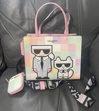 KARL LAGERFELD PARIS MAYBELLE MSRP $198 CROSSBODY Pastel Satchel  (BLUSH COMBO)