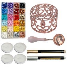 Sealing Wax Kit, Wax Seal Warmer with 24 Colors 600pcs Beads, Spoon and Metal...