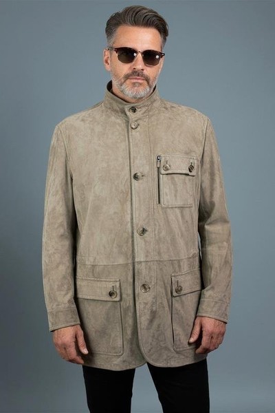 Men Ermenegildo Zegna Jacket Beige Leather 42 / XL