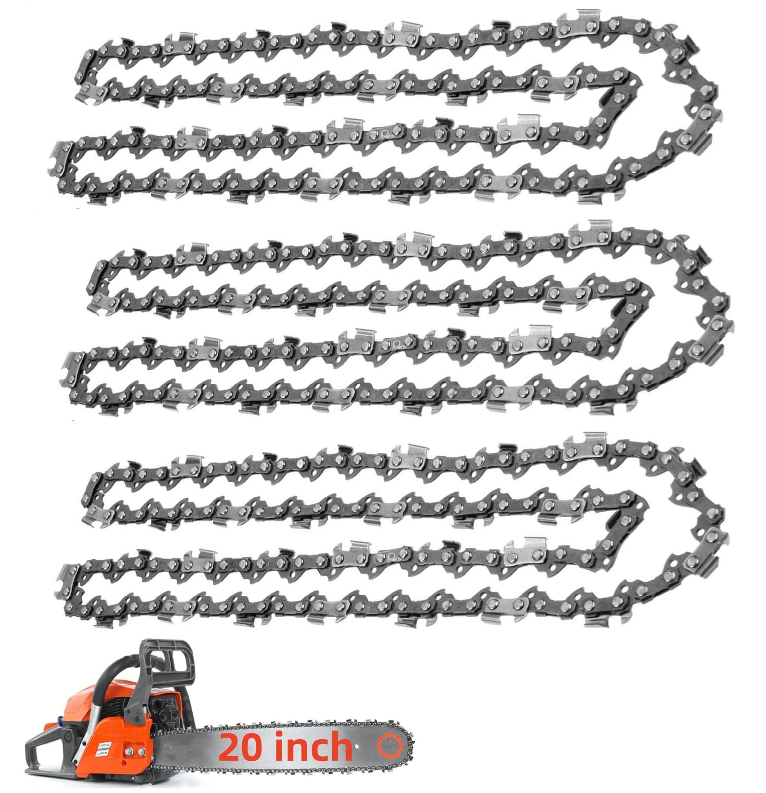 3-Pack 20-Inch Chainsaw Chain 0.325