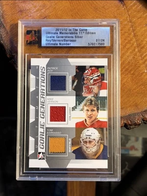 2011-12 ITG Ultimate Memorabilia GOALIE GENERATIONS Triple Jersey Patch /25 - Image 1 of 2