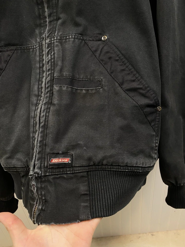 Vintage 90s Dickies Hooded Active Jacket Men’s XL Faded Black Duck Canvas - Image 2 of 4
