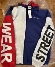VISION STREET WEAR Red White Blue Nylon M Medium Skateboard Jacket Skateboarding