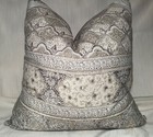 C. 20”sq Brunschwig & Fils Mugal Panel Spa 62% Linen Fabric Custom Pillow Cover