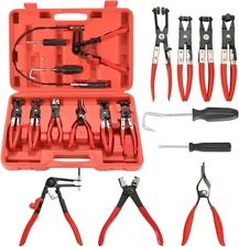 10Pc Hose Clamp Clip Remover Pliers Wire Long Reach Kit Fuel Oil Water Hose Tool