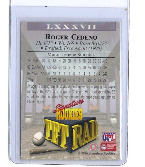 1994 Signature Rookies Tetrad Signatures 6694/7750 Roger Cedeno