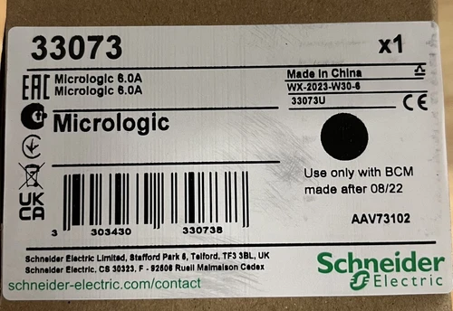 Schneider33073 Microrologic 6.0APackaged AcceleratedTransport Controlunit - Imagen 1 de 1