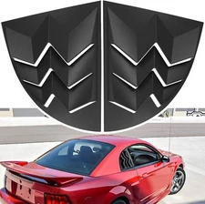 2pcs Side Window Louvers Sun Shade Cover Matte Black for Ford Mustang 1999-2004