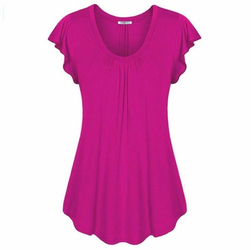 Fashion Women Summer Short Sleeve Blouse T Shirt Tops Casual Tunic Tee Plus Size - Picture 9 of 16