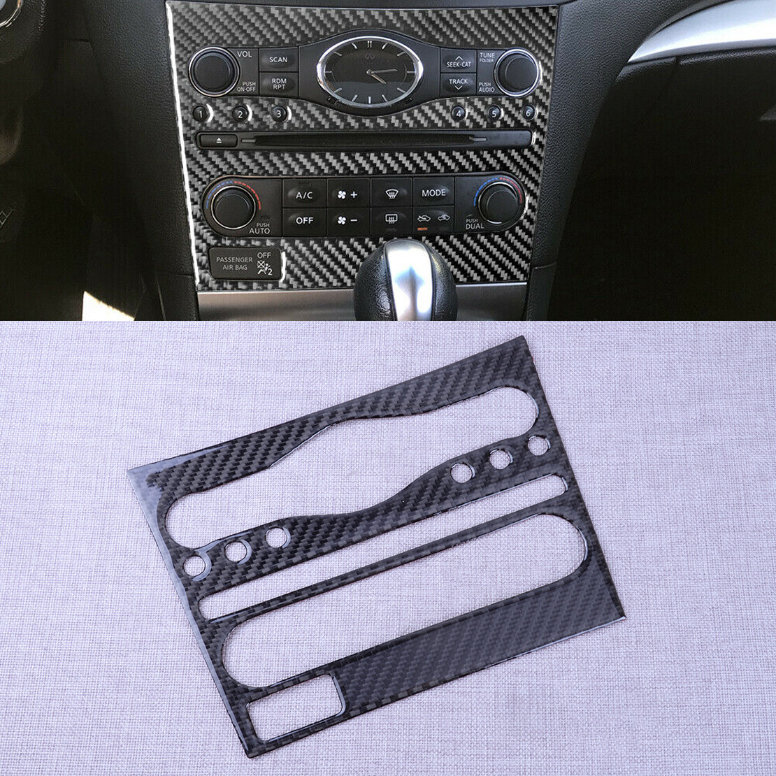 2-Piece Carbon Fiber Radio Console Trim Kit For 2010-2013 Infiniti G37 Sedan (Left-Hand Drive) 13 thumbnail image