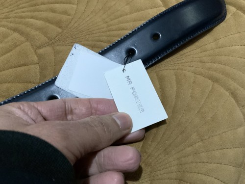Cinturón de cuero azul George Cleverley para hombre talla 28 hecho a mano en Reino Unido nuevo con etiquetas - Imagen 7 de 11