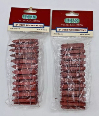 Vtg 90s Lemax Fence Wired Wooden Lot 2 Christmas Village 18 In Holiday Retro