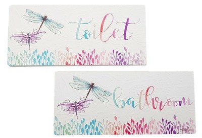 Bathroom Toilet Door Plaque Hanger Embossed Dragonfly Home Decor