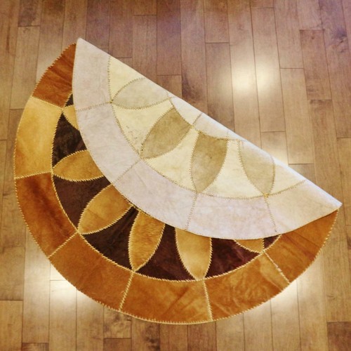 100% Authentic Egyptian Genuine Hair Cowhide Leather Patchwork Rug Carpet #207 - Picture 7 of 8