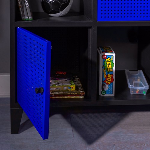 X ROCKER Mesh-Tek 6 Cube Storage Cabinet Wide Shelving Unit BLACK BLUE CLEARANCE - Picture 2 of 11