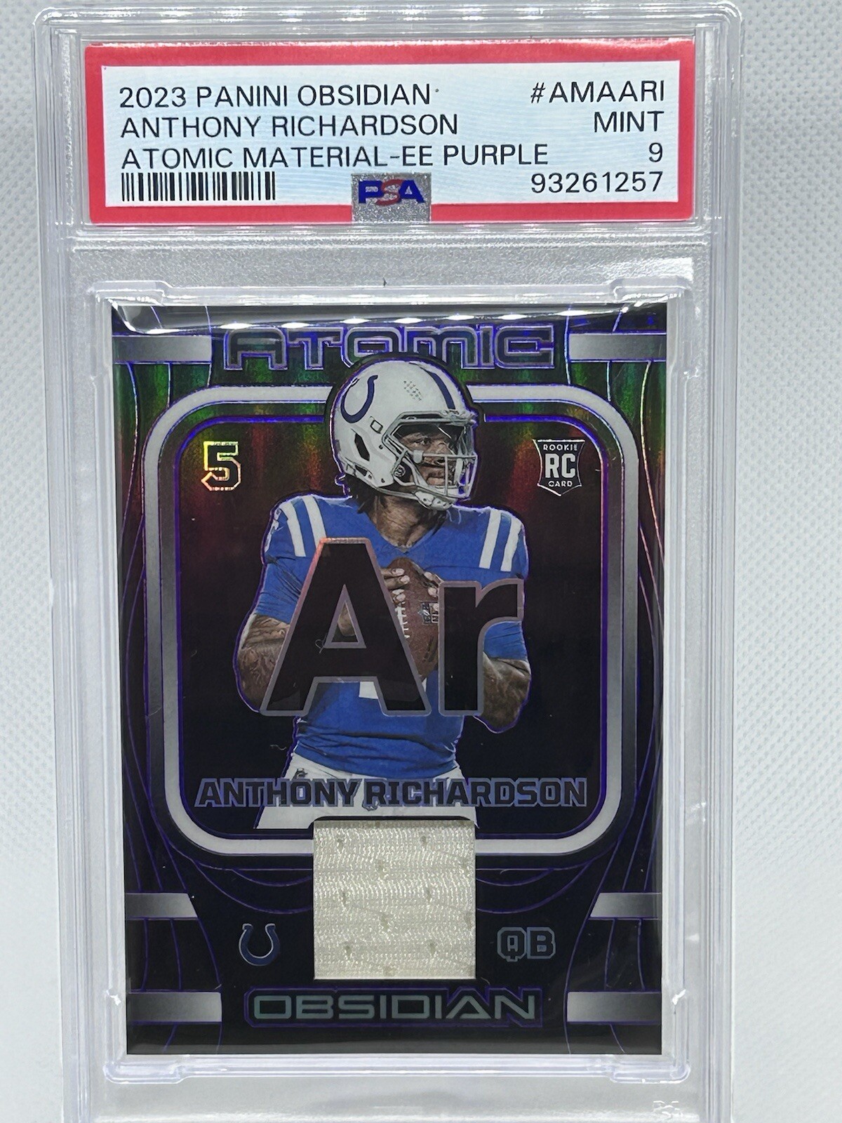 2023 Obsidian Atomic Anthony Richardson RC Electric Etch Purple 16/75 PSA 9 POP1