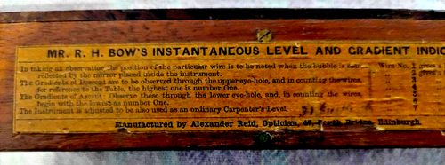 OLD LEVEL & GRADIENT INDICATOR ,MR.R.H. BOW'S. mfd by ALEXANDER REID OPTICIAN - Picture 17 of 19