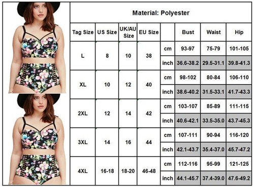 Damen hochtailliertes Bikini-Set Push Up gepolsterter Badeanzug Beachwear Bademode Baden - Bild 15 von 46