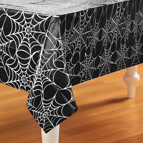 54x107 Inch Halloween Tablecloth Black Rectangular Spider Web Table Cover Spi... - Picture 6 of 7