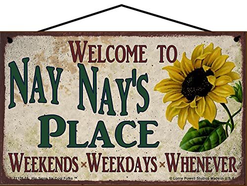 Welcome To Nannie's Place Sign With Sunflower - 5x8 Or 8x10 Inch Vintage Wall Decor For Grandma
