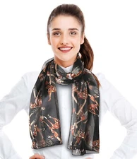 CBC Crown 13 x 60 Animal Horse Pattern Satin Stripe Scarf - Feels Like Silk