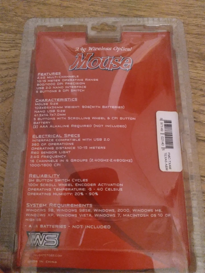 Texas A&M Aggies Wireless Optical Mouse 2.4G Windows / Mac College NCAA - Image 4 of 4