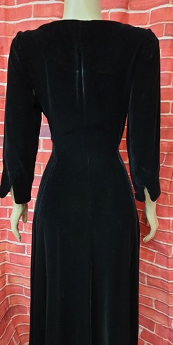 Stanley Korshak Chicago VTG Black Velvet Womens Wrap Dress Fits S/M Bust 34" #C - Picture 8 of 13