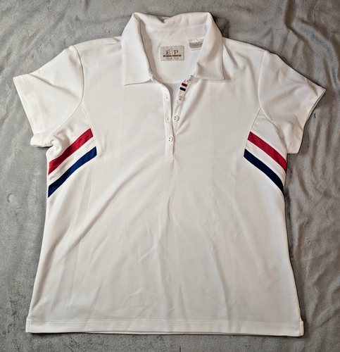 EP Pro Tour Tech Women's Polo Shirt- White, Red, Blue- Size Large