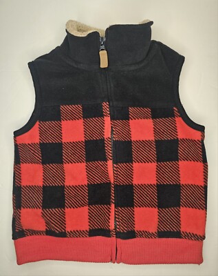 18M Fleece Vest-Carter's-Unisex- Red Black- Buffalo Plaid