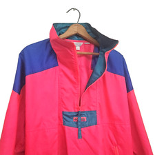 Vintage 90s Columbia Mens L Anorak Windbreaker Jacket Vtg 1990s Neon Colorblock