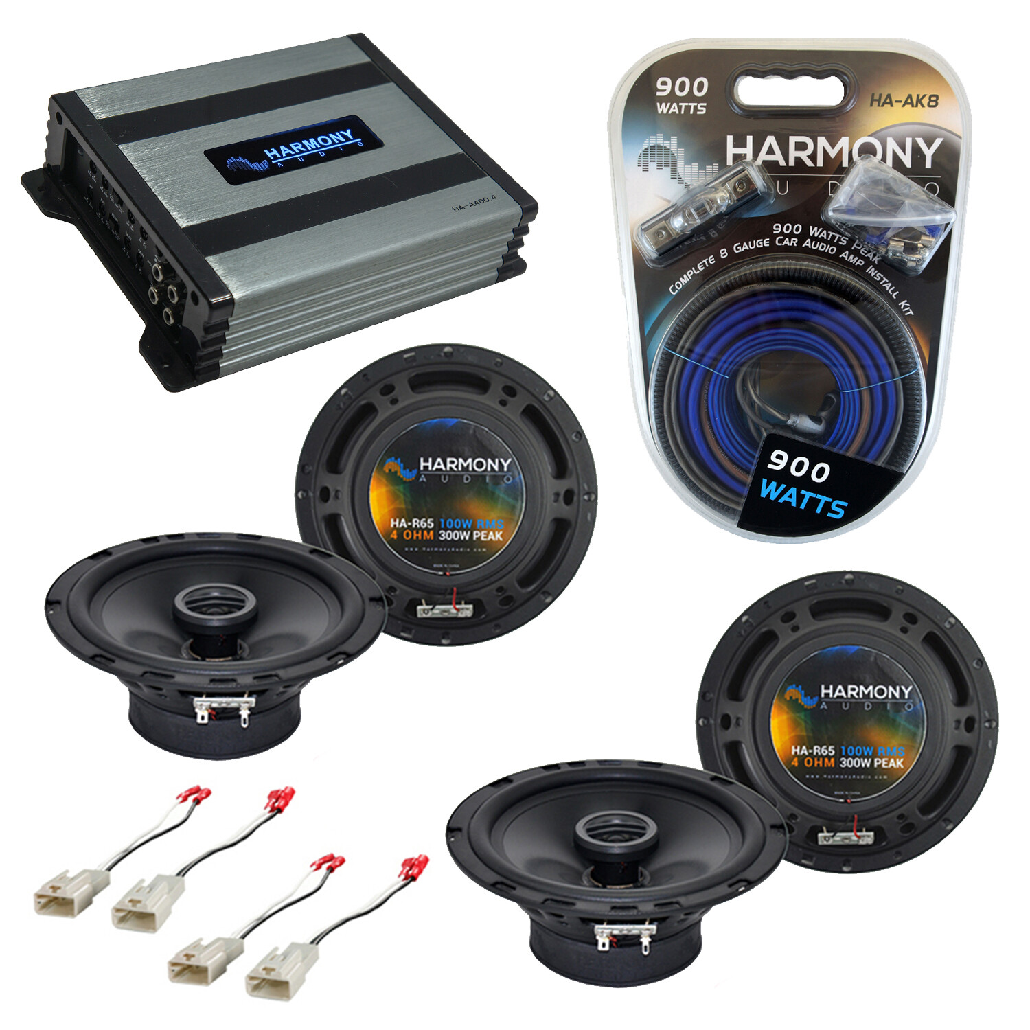 Mitsubishi Lancer 08-15 OEM Speaker Replacement Harmony (2) R65 & HA-A400.4 Amp