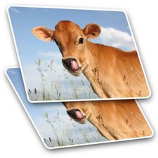 2 x Rectangle Stickers 10 cm - Jersey Cow Calf Cattle Farm #15585
