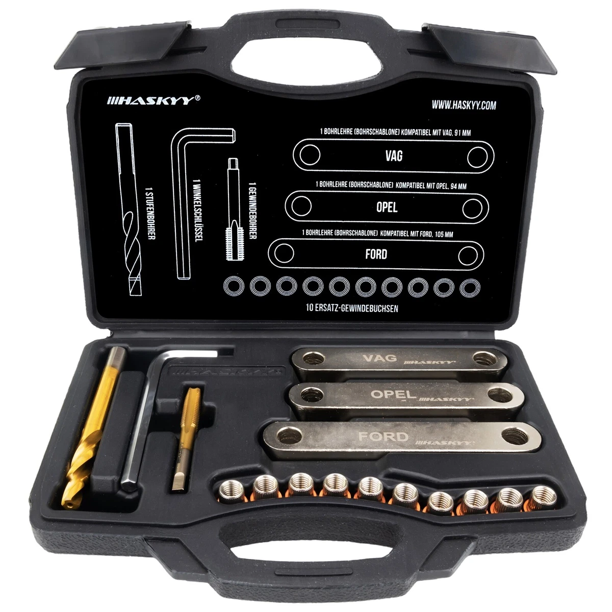 Kit Riparazione Filetto Freno M12 X 1.5 Per Auto VAG - Set Con 10 Inserti E Maschi Per Meccanici