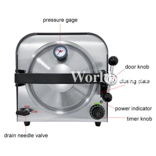 14L 900W Dental Lab Autoclave Steam Sterilizer Medical Sterilization Equipment - Picture 3 of 16