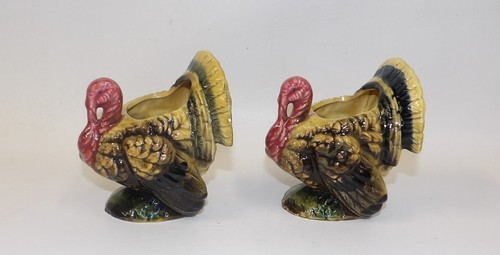 Pair Vintage Napcoware Japan Tom Turkey Planter Vases #7485 - Picture 4 of 6