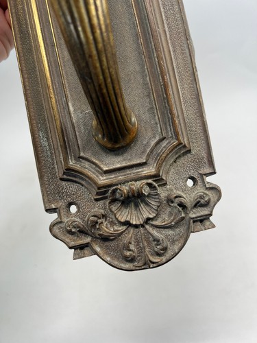 Pair (x2) Antique Bronze Cast Deco Door Pulls Handles Victorian gothic push - Picture 6 of 24
