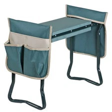 Garden Kneeler and Seat Foldable Gardener Stool with Tool Bags Pouches Foam Pad